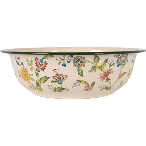 Clayre & Eef 6EM0004 Dekoratívna miska Smaltovaná béžovo zelená Ø 30x9 cm 3000 ml