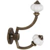 Clayre & Eef 6Y5724 Nástenný háčik hnedý biely železný 4x9x13 cm v starožitnom štýle