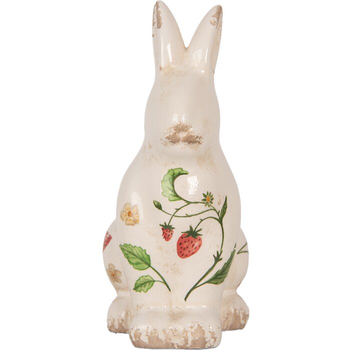 Clayre & Eef 6CE1960M Keramický dekoratívny králik béžovo červený 13x10x21 cm