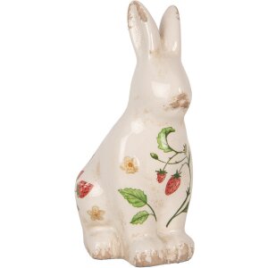 Clayre & Eef 6CE1960M Keramický dekoratívny králik béžovo červený 13x10x21 cm