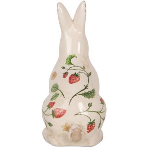 Clayre & Eef 6CE1960M Keramický dekoratívny králik béžovo červený 13x10x21 cm