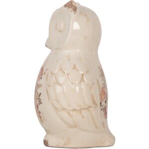 Clayre & Eef 6CE1961L Dekoratívna sova keramická béžová ružová 13x12x22 cm