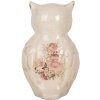 Clayre & Eef 6CE1961L Dekoratívna sova keramická béžová ružová 13x12x22 cm