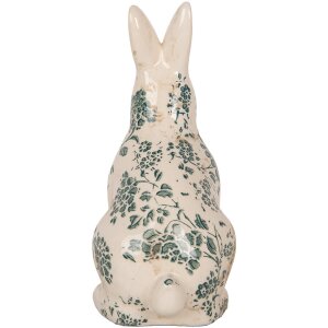 Clayre & Eef 6CE1955M Dekoratívny králik béžovo zelený kvetinový vzor 13x10x21 cm