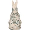 Clayre & Eef 6CE1955M Dekoratívny králik béžovo zelený kvetinový vzor 13x10x21 cm