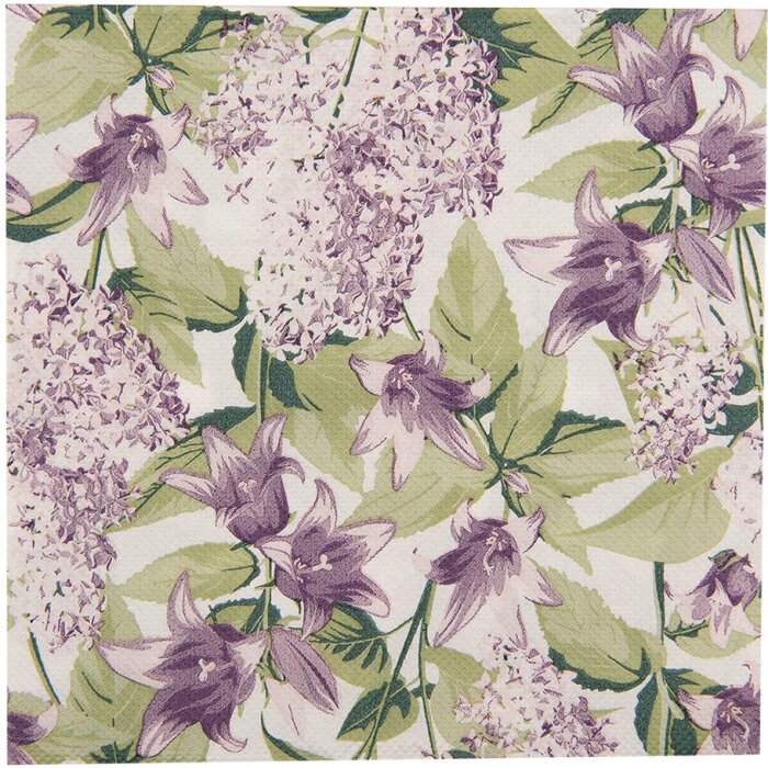 Clayre & Eef 73073 Papierové obrúsky 33x33 cm Bielo-fialový kvetinový vzor (20)