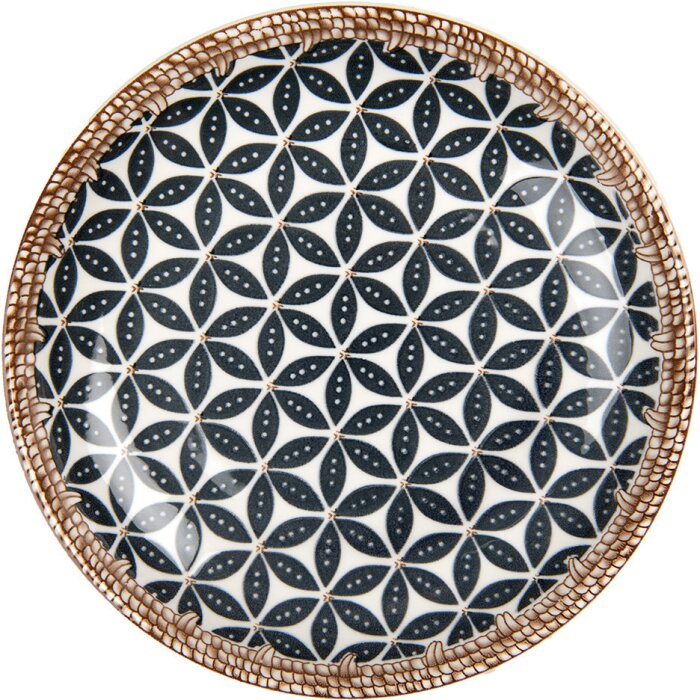 Clayre & Eef 6CEDP0168 Tanier Ø 21 cm boho dizajn keramický bielo-čierny