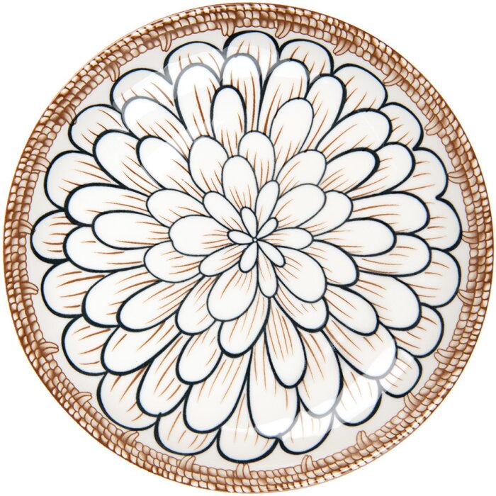 Clayre & Eef 6CEDP0169 Raňajkový tanier bielo-hnedý keramický Ø 21x3 cm