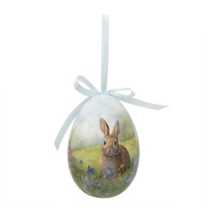 Clayre & Eef 65912 Dekoračný vešiak na vajíčka 6 pastelových farieb vo vidieckom štýle Ø 7x10 cm
