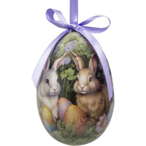 Clayre & Eef 65912 Dekoračný vešiak na vajíčka 6 pastelových farieb vo vidieckom štýle Ø 7x10 cm