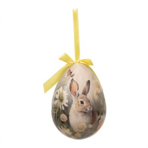 Clayre & Eef 65915 Dekorácia prívesok vajíčko Set 2 Ø 11x15 cm Country Style Bunny
