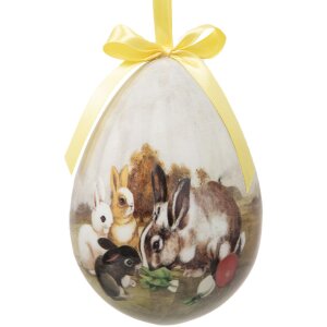 Clayre & Eef 65915 Dekorácia prívesok vajíčko Set 2 Ø 11x15 cm Country Style Bunny