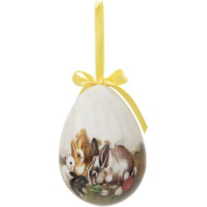 Clayre & Eef 65915 Dekorácia prívesok vajíčko Set 2 Ø 11x15 cm Country Style Bunny