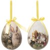 Clayre & Eef 65915 Dekorácia prívesok vajíčko Set 2 Ø 11x15 cm Country Style Bunny