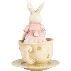 Clayre & Eef 6PR4395 Dekoratívny králik béžovo-ružový 8x8x11 cm Polyresin