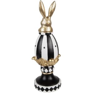 Clayre & Eef 6PR5192 Dekoračné vajce čierne biele zlaté 13x12x34 cm Polyresin