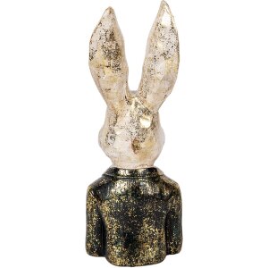 Clayre & Eef 6PR5488 Dekoratívna busta králika bielo-zelená 13x12x32 cm