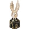 Clayre & Eef 6PR5488 Dekoratívna busta králika bielo-zelená 13x12x32 cm