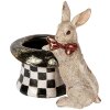 Clayre & Eef 6PR5492 Dekoratívny králik s klobúkom béžová čierna 25x16x23 cm