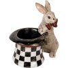 Clayre & Eef 6PR5492 Dekoratívny králik s klobúkom béžová čierna 25x16x23 cm