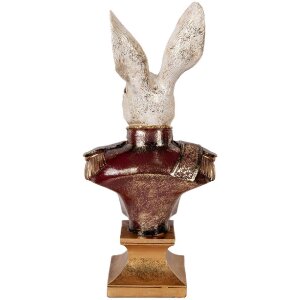 Clayre & Eef 6PR5498 Dekorácia Busta králika biela červená 23x16x50 cm