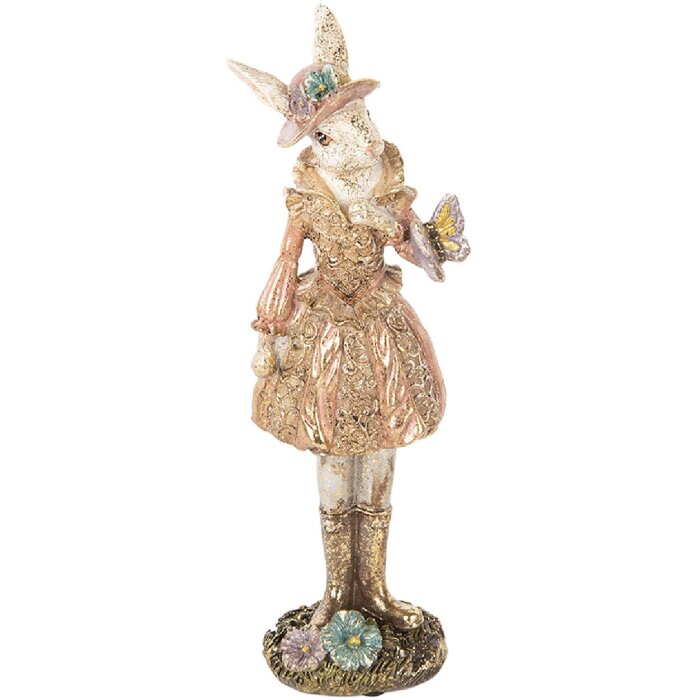 Clayre & Eef 6PR5507 Dekoratívny králik béžová zlatá 9x8x26 cm