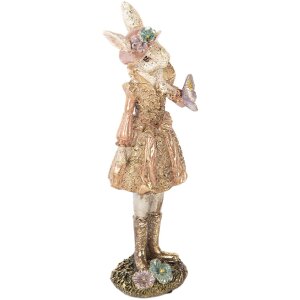 Clayre & Eef 6PR5507 Dekoratívny králik béžová zlatá 9x8x26 cm