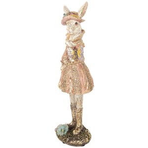 Clayre & Eef 6PR5507 Dekoratívny králik béžová zlatá 9x8x26 cm