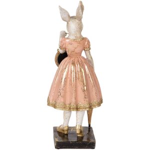 Clayre & Eef 6PR5138 Dekoratívny králik bielo-ružový 14x11x34 cm Polyresin