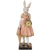 Clayre & Eef 6PR5138 Dekoratívny králik bielo-ružový 14x11x34 cm Polyresin