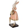Clayre & Eef 6PR5138 Dekoratívny králik bielo-ružový 14x11x34 cm Polyresin