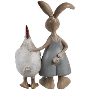 Clayre & Eef 6PR5280 Dekoratívny králik s kuriatkom hnedý biely 7x3x10 cm
