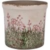 Clayre & Eef 6CE2017M Kvetináč keramický béžovo zelený Ø 15x14 cm vidiecky štýl