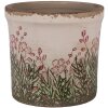 Clayre & Eef 6CE2017S Kvetináč keramický béžovo zelený Ø 13x12 cm vidiecky štýl