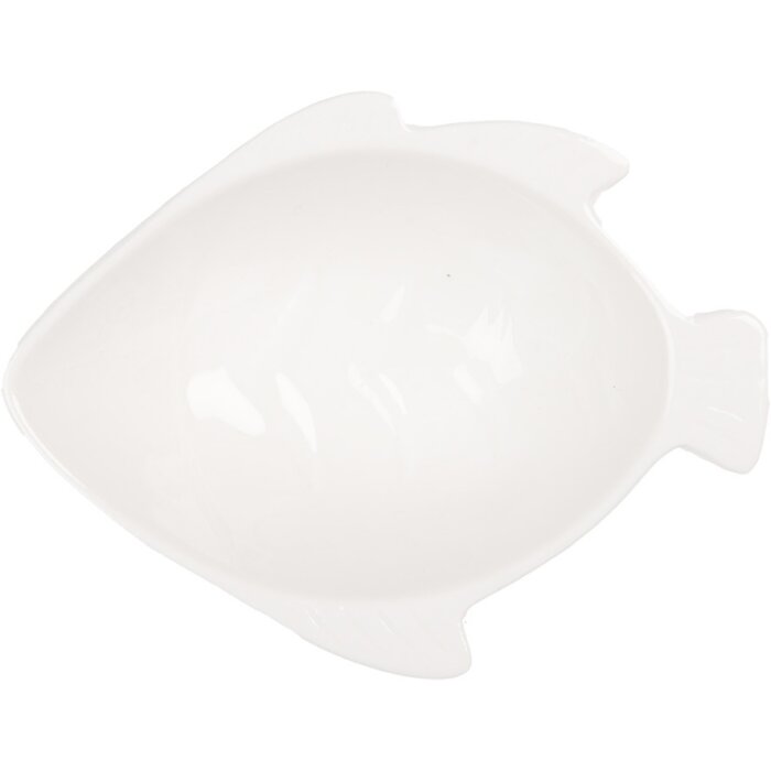 Clayre & Eef 6CEBO0206 Miska Fish Ceramic White 12x9x4 cm 75 ml