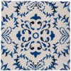Clayre & Eef 6CE2053 Podložka pod panvicu keramická bielo-modrá 15x15 cm Retro
