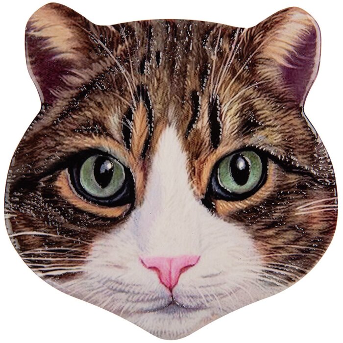 Clayre & Eef 6CE2065 Podložka pod panvicu Cat Ceramic Brown 20x20 cm Country House