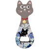 Clayre & Eef 6CE2068 Otvárač na fľaše Cat Ceramic 5x14 cm Grey Blue