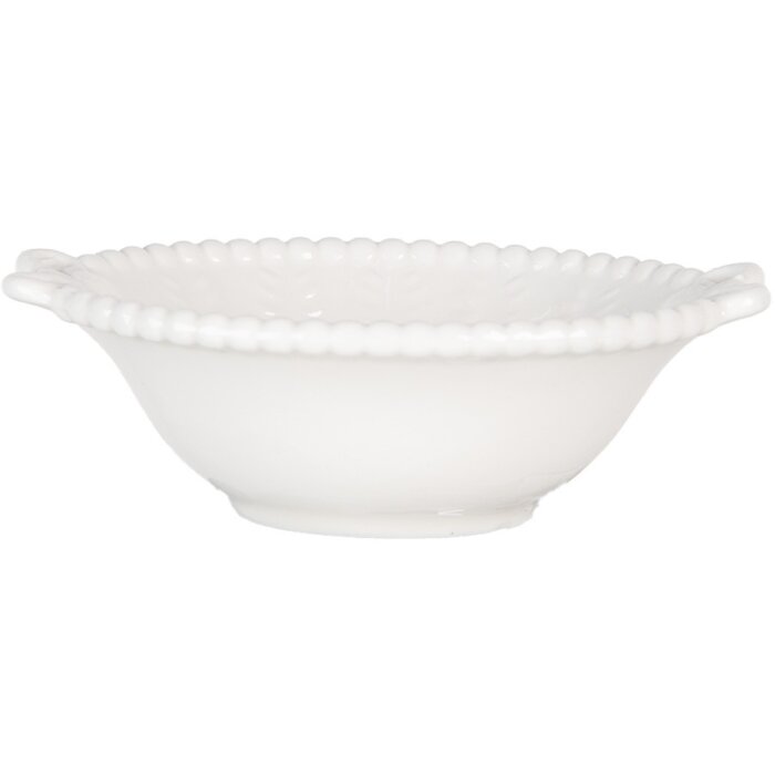 Clayre & Eef 6CEBO0200S Keramická miska 9x6x3 cm 25 ml biela vidiecky štýl