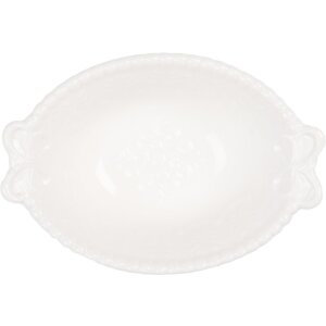 Clayre & Eef 6CEBO0200S Keramická miska 9x6x3 cm 25 ml biela vidiecky štýl