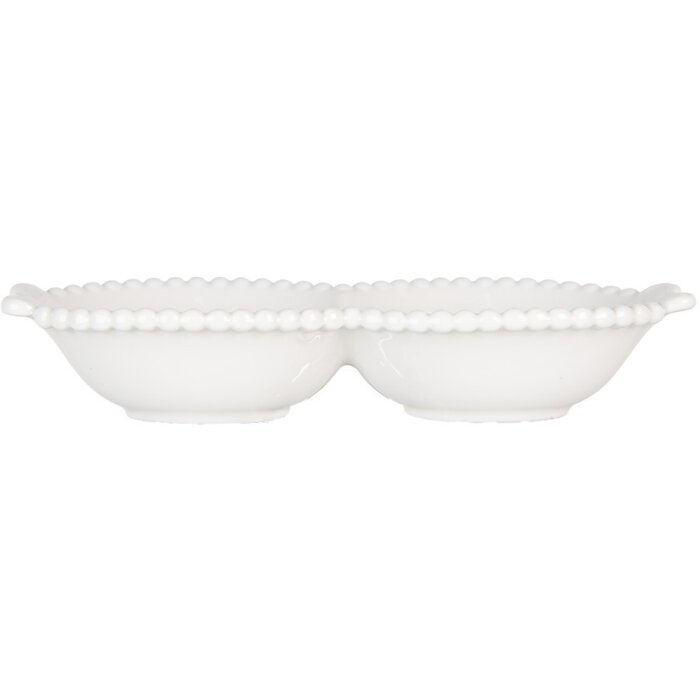 Clayre & Eef 6CEBO0202L Keramická miska biela 25x7x3 cm vo vidieckom štýle