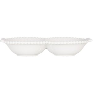 Clayre & Eef 6CEBO0202L Keramická miska biela 25x7x3 cm vo vidieckom štýle