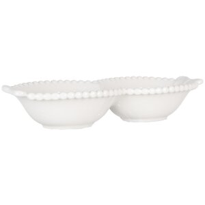 Clayre & Eef 6CEBO0202L Keramická miska biela 25x7x3 cm vo vidieckom štýle