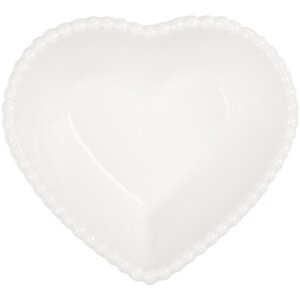 Clayre & Eef 6CEBO0203M Miska v tvare srdca biela 10x9x4 cm 75 ml
