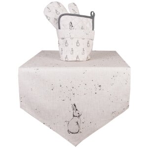 Clayre & Eef BNS50 Kôš na chlieb béžovo-sivý 15x16 cm s motívom zajačika