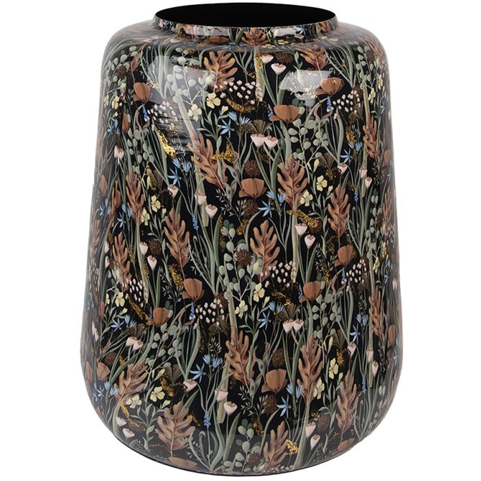 Clayre & Eef 65886 Dekoratívna váza Iron Black Brown Ø 31x40 cm Botanický dizajn