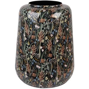 Clayre & Eef 65886 Dekoratívna váza Iron Black Brown Ø 31x40 cm Botanický dizajn