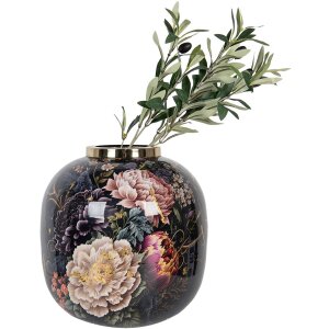 Clayre & Eef 65888 Dekoratívna váza Iron Black Pink Ø 29x29 cm
