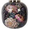 Clayre & Eef 65888 Dekoratívna váza Iron Black Pink Ø 29x29 cm
