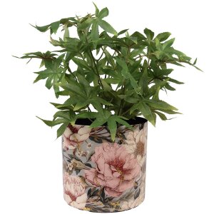 Clayre & Eef 65894 Kvetináč Iron Grey Pink Ø 16x15 cm Romantický dizajn